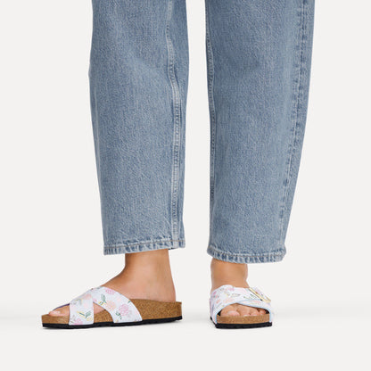 Siena Suede Leather in Color Baby Blue Flower Print | Birkenstock