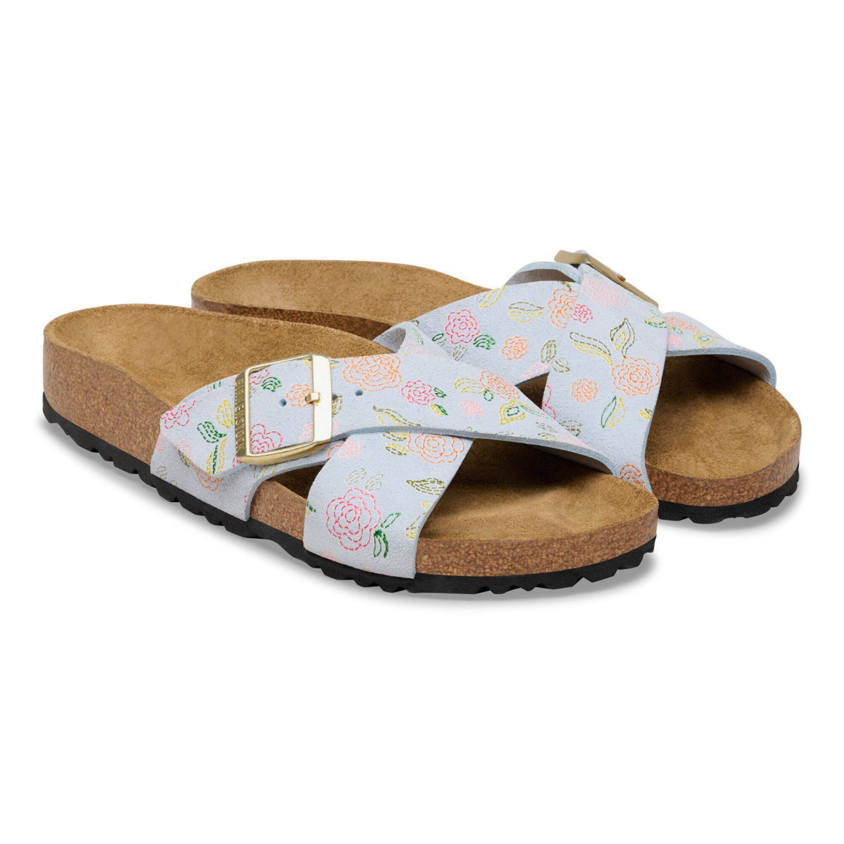 Siena Suede Leather in Color Baby Blue Flower Print | Birkenstock