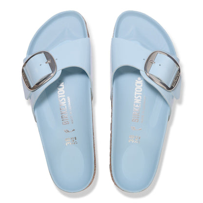 Madrid Big Buckle Natural Leather Patent in Color High Shine Baby Blue | Birkenstock