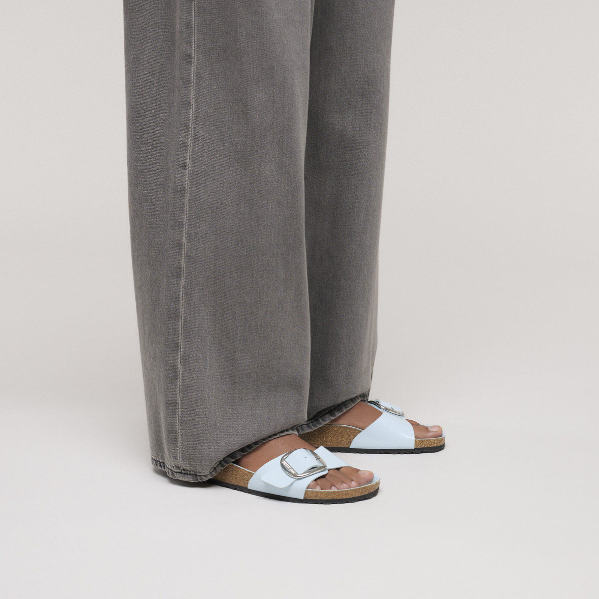 Madrid Big Buckle Natural Leather Patent in Color High Shine Baby Blue | Birkenstock