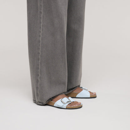 Madrid Big Buckle Natural Leather Patent in Color High Shine Baby Blue | Birkenstock