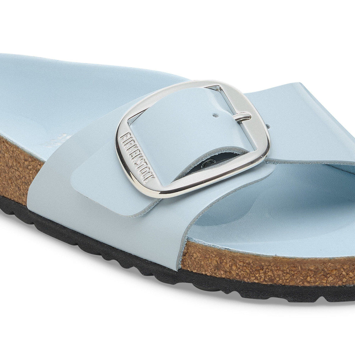 Madrid Big Buckle Natural Leather Patent in Color High Shine Baby Blue | Birkenstock