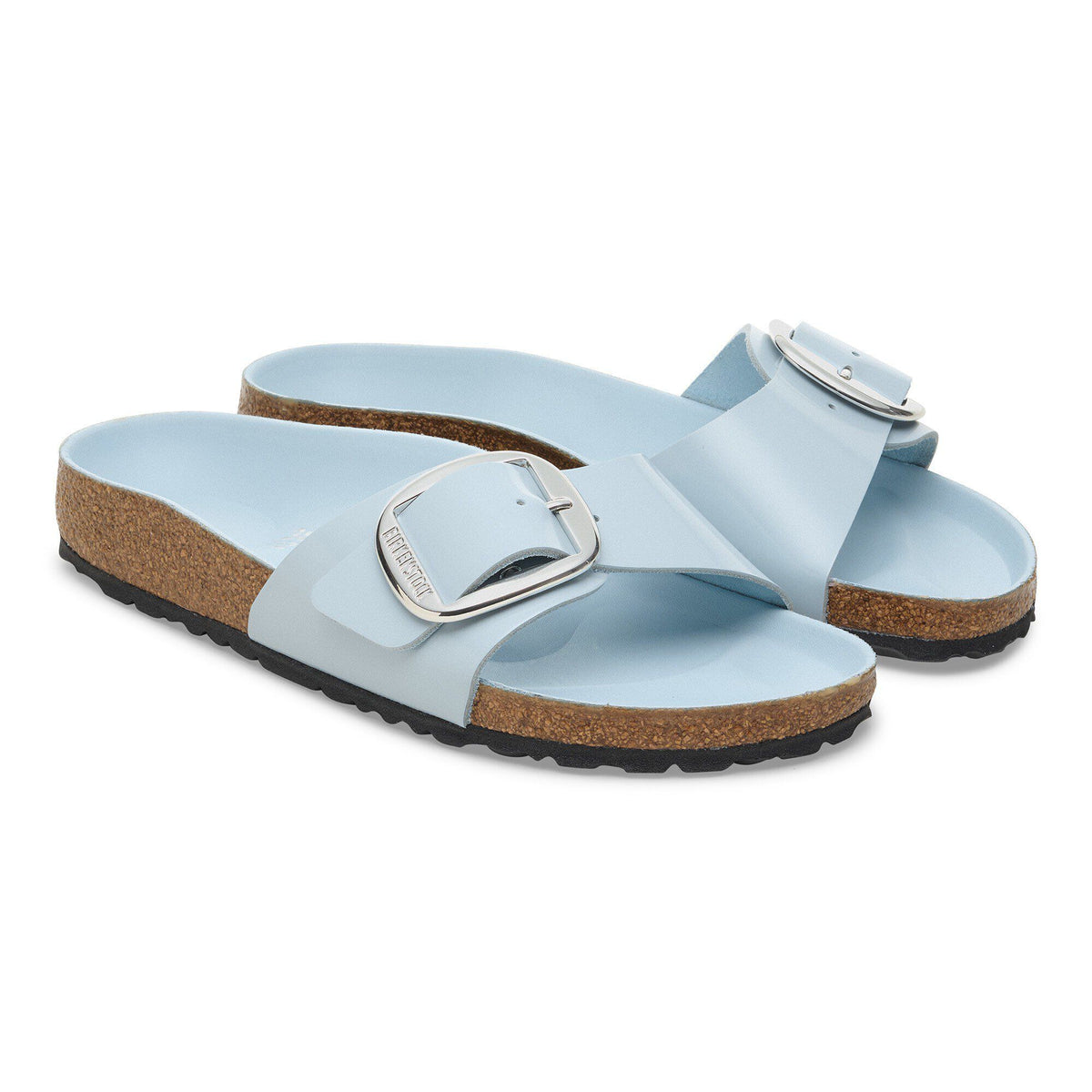 Madrid Big Buckle Natural Leather Patent in Color High Shine Baby Blue | Birkenstock