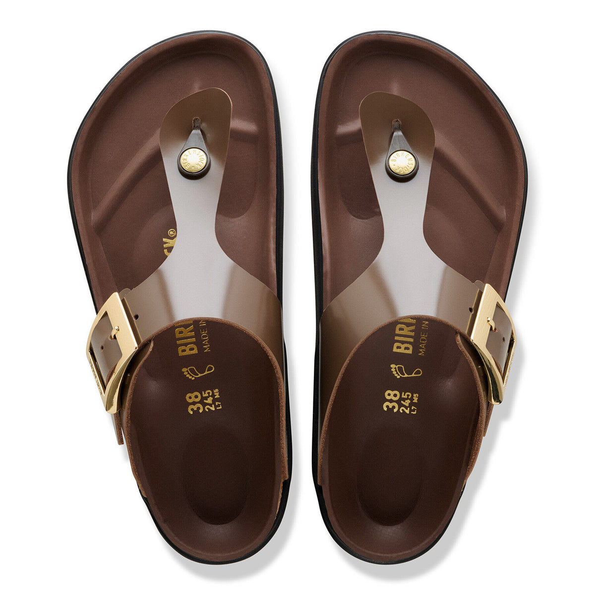 Gizeh Droplet Buckle Natural Leather Patent in Color High-Shine Carafe | Birkenstock