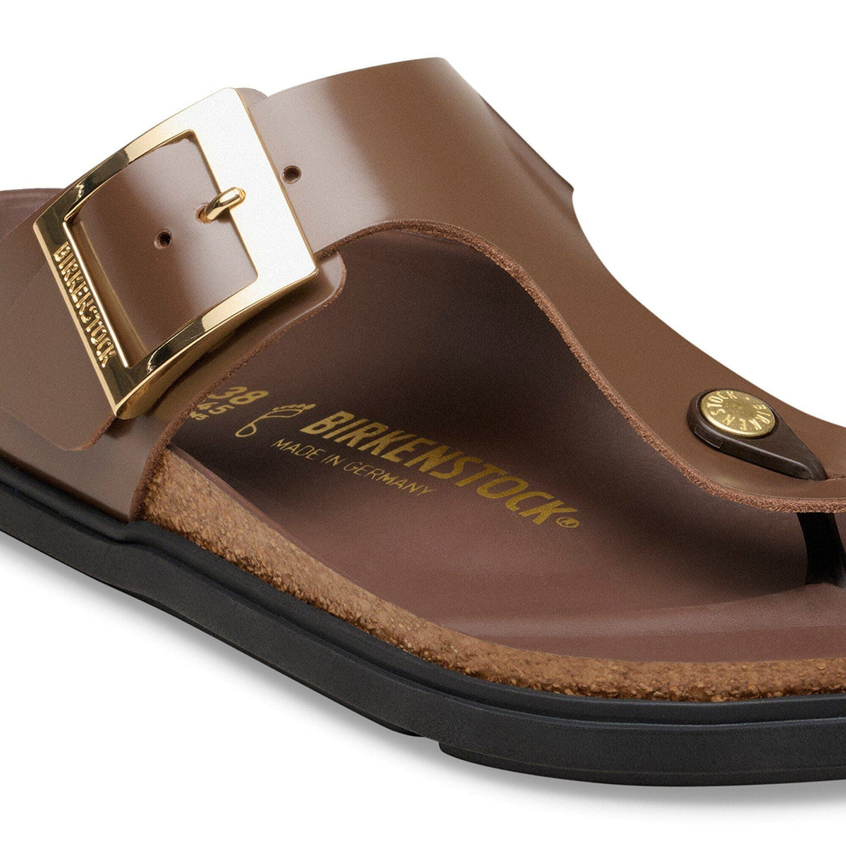 Gizeh Droplet Buckle Natural Leather Patent in Color High-Shine Carafe | Birkenstock