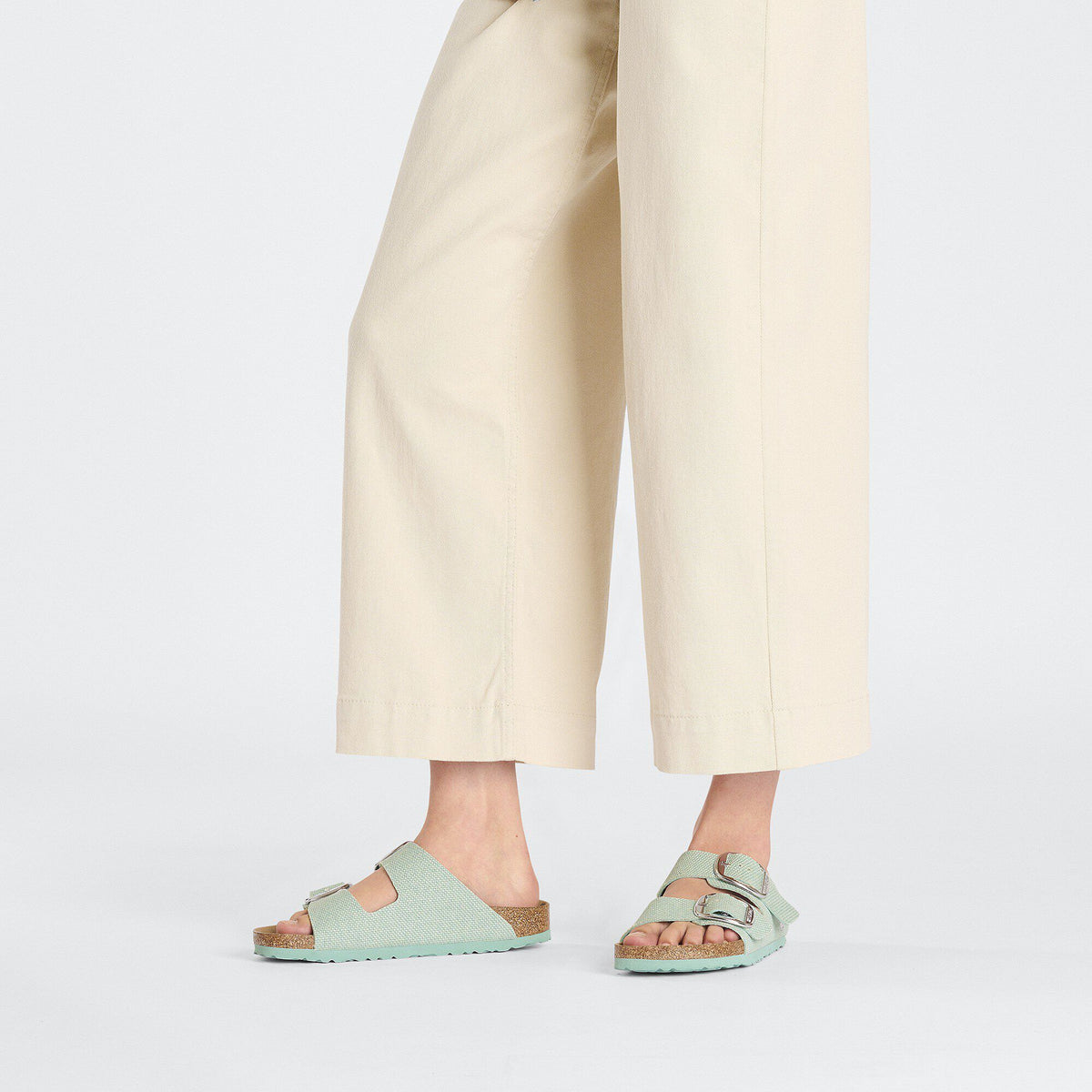 Arizona Vegan Big Buckle Textile in Color Canvas Surf Green | Birkenstock
