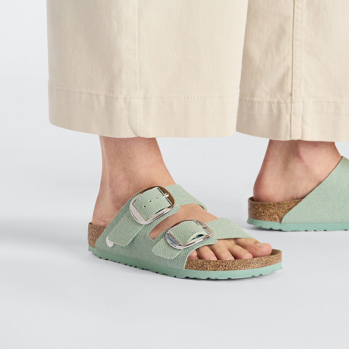 Arizona Vegan Big Buckle Textile in Color Canvas Surf Green | Birkenstock