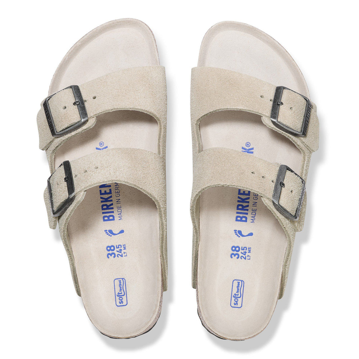 Arizona Soft Footbed Suede Leather in Color Oyster Tonal | Birkenstock