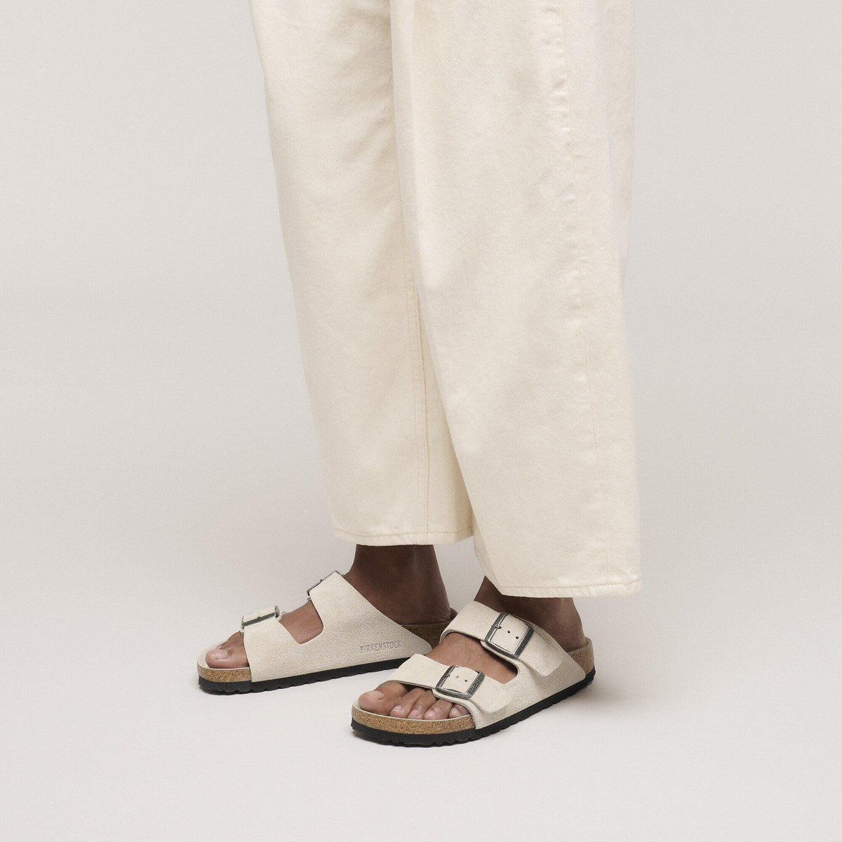 Arizona Soft Footbed Suede Leather in Color Oyster Tonal | Birkenstock