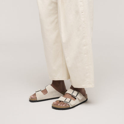 Arizona Soft Footbed Suede Leather in Color Oyster Tonal | Birkenstock