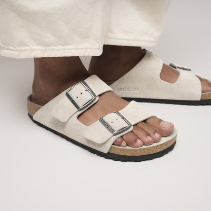 Arizona Soft Footbed Suede Leather in Color Oyster Tonal | Birkenstock