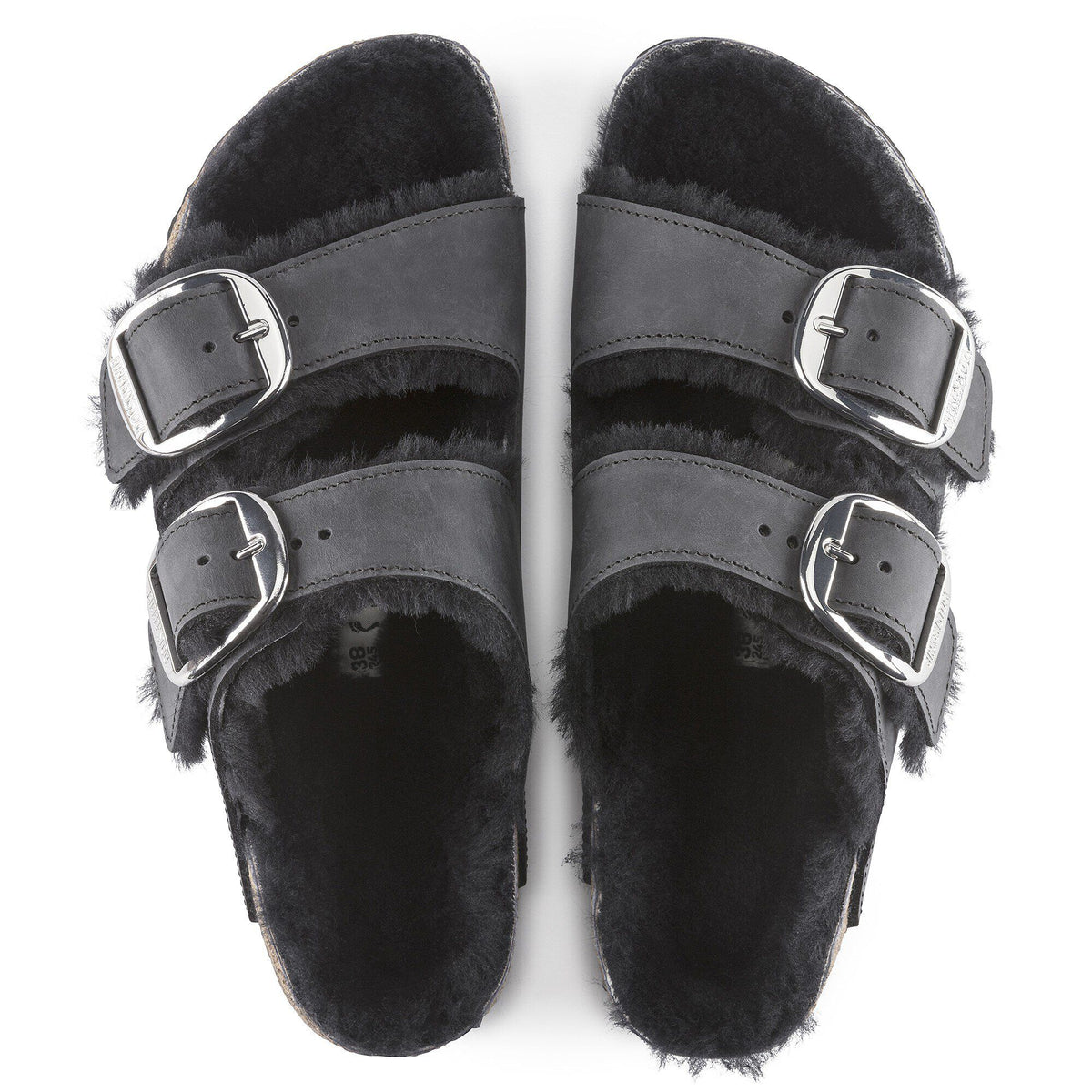 Arizona Big Buckle Shearling Oiled Leather in Color Black | Birkenstock