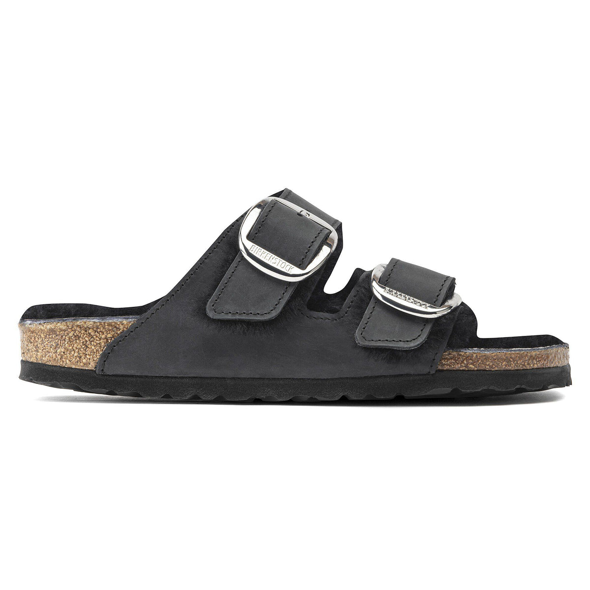 Arizona Big Buckle Shearling Oiled Leather in Color Black | Birkenstock