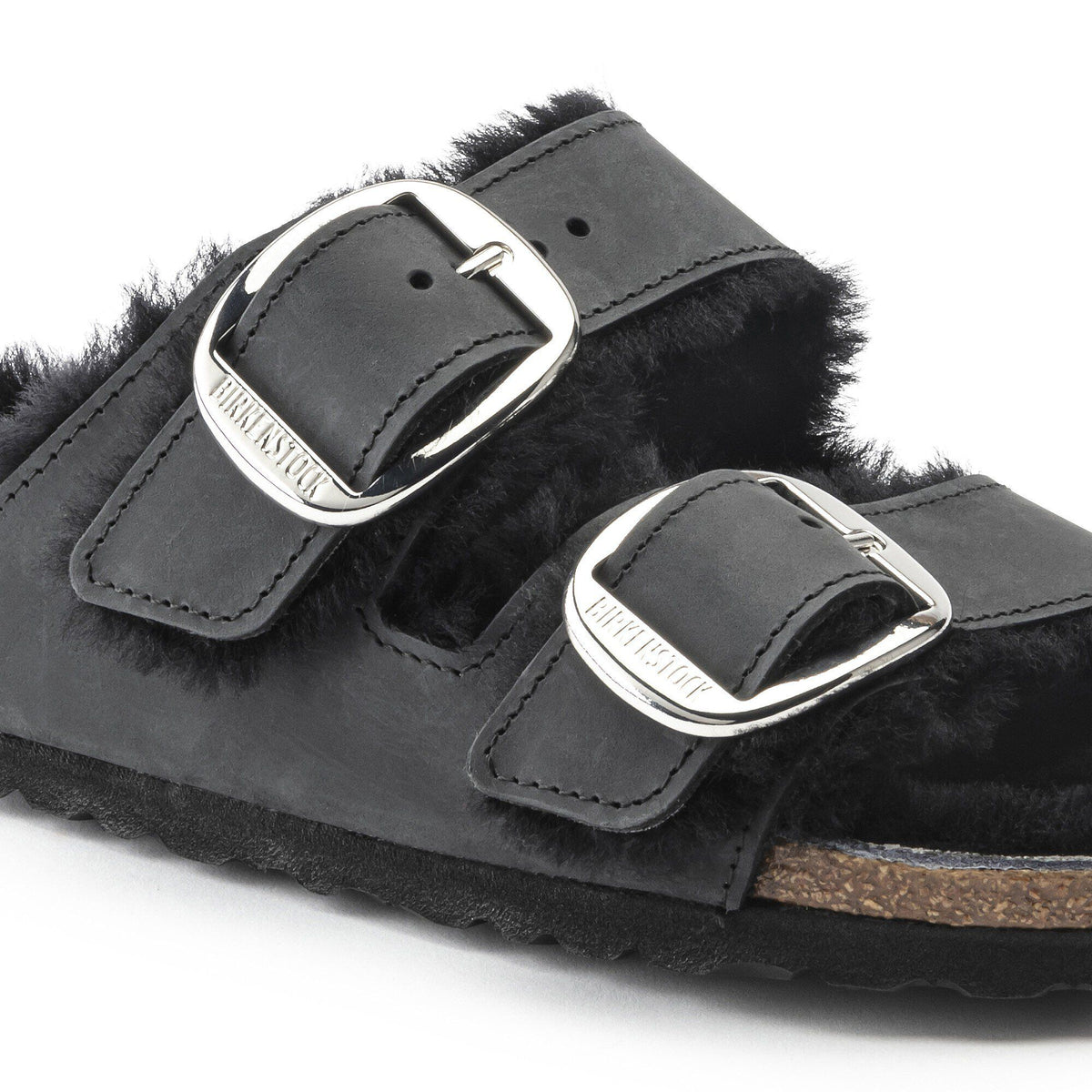 Arizona Big Buckle Shearling Oiled Leather in Color Black | Birkenstock