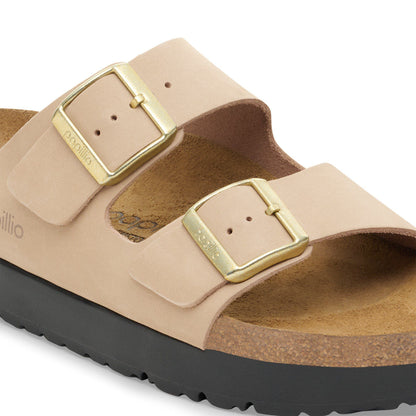 Arizona Flex Platform Nubuck Leather in Color Sandcastle | Birkenstock