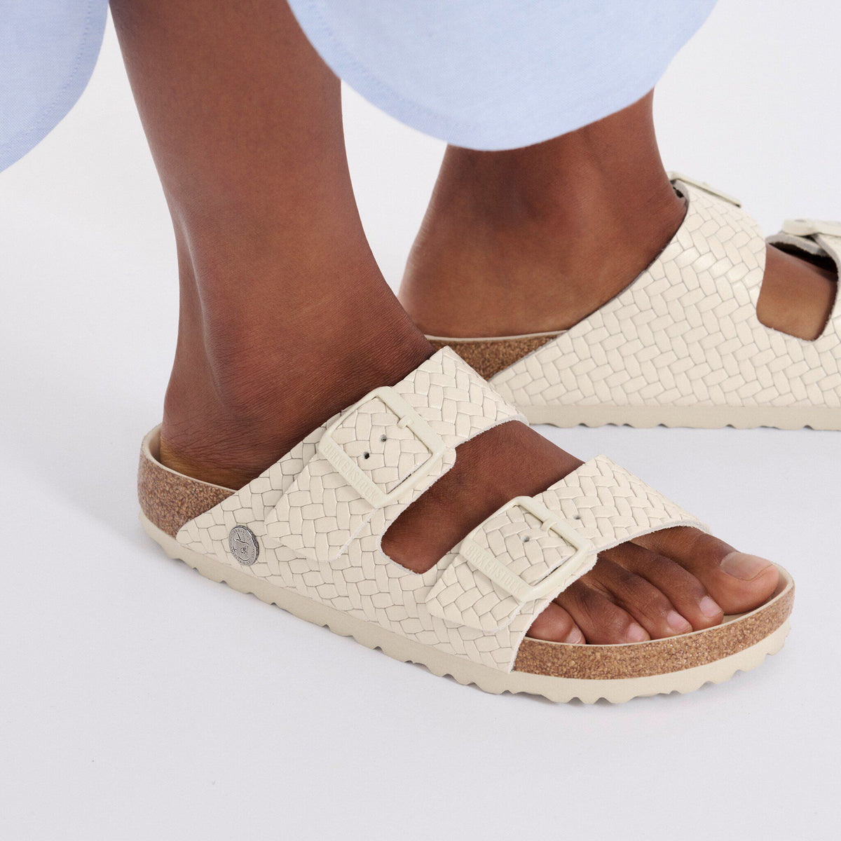 Arizona Leather in Color Woven Embossed Ecru | Birkenstock