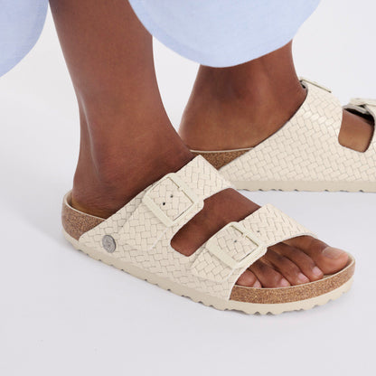 Arizona Leather in Color Woven Embossed Ecru | Birkenstock