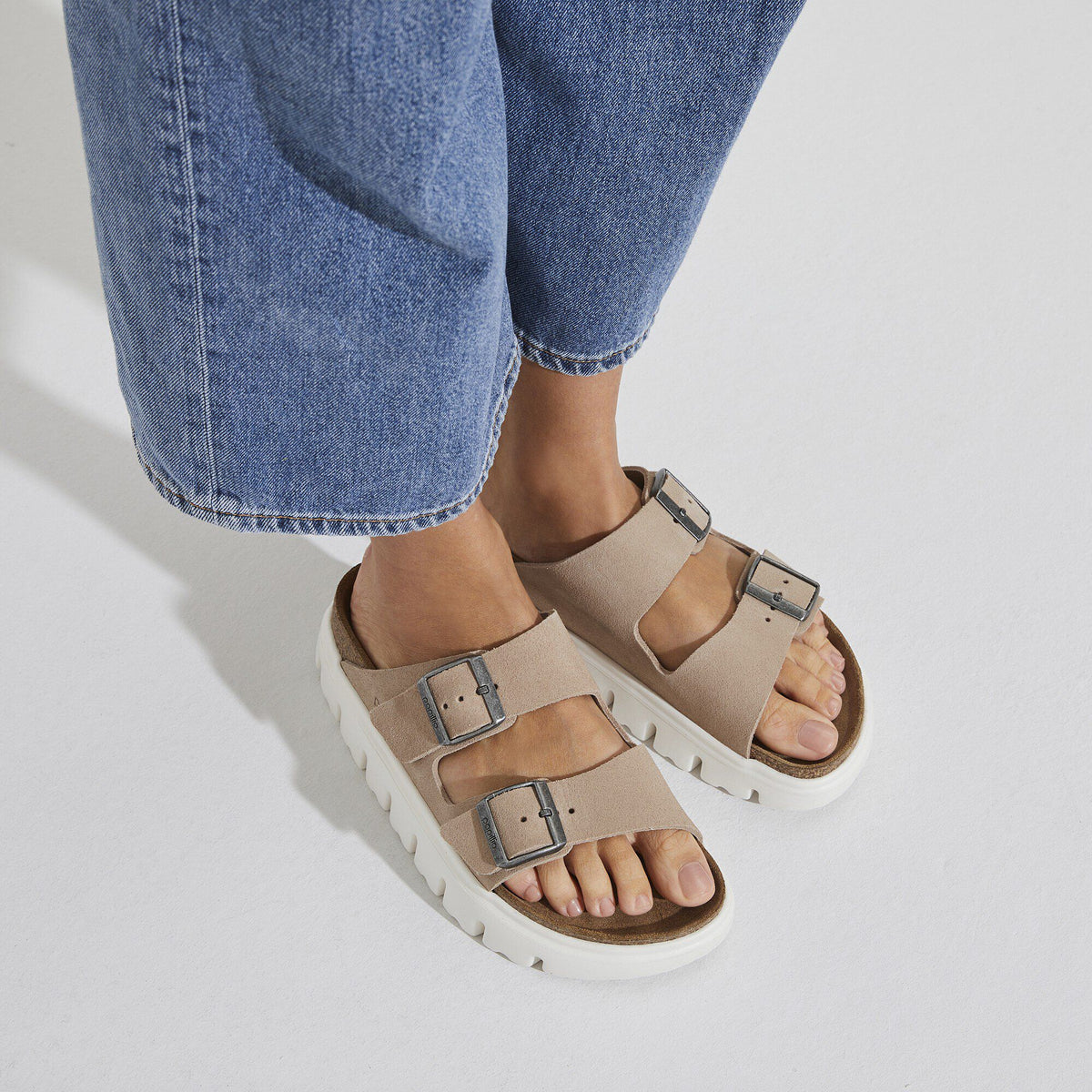 Arizona Chunky Suede Leather in Color Warm Sand | Birkenstock