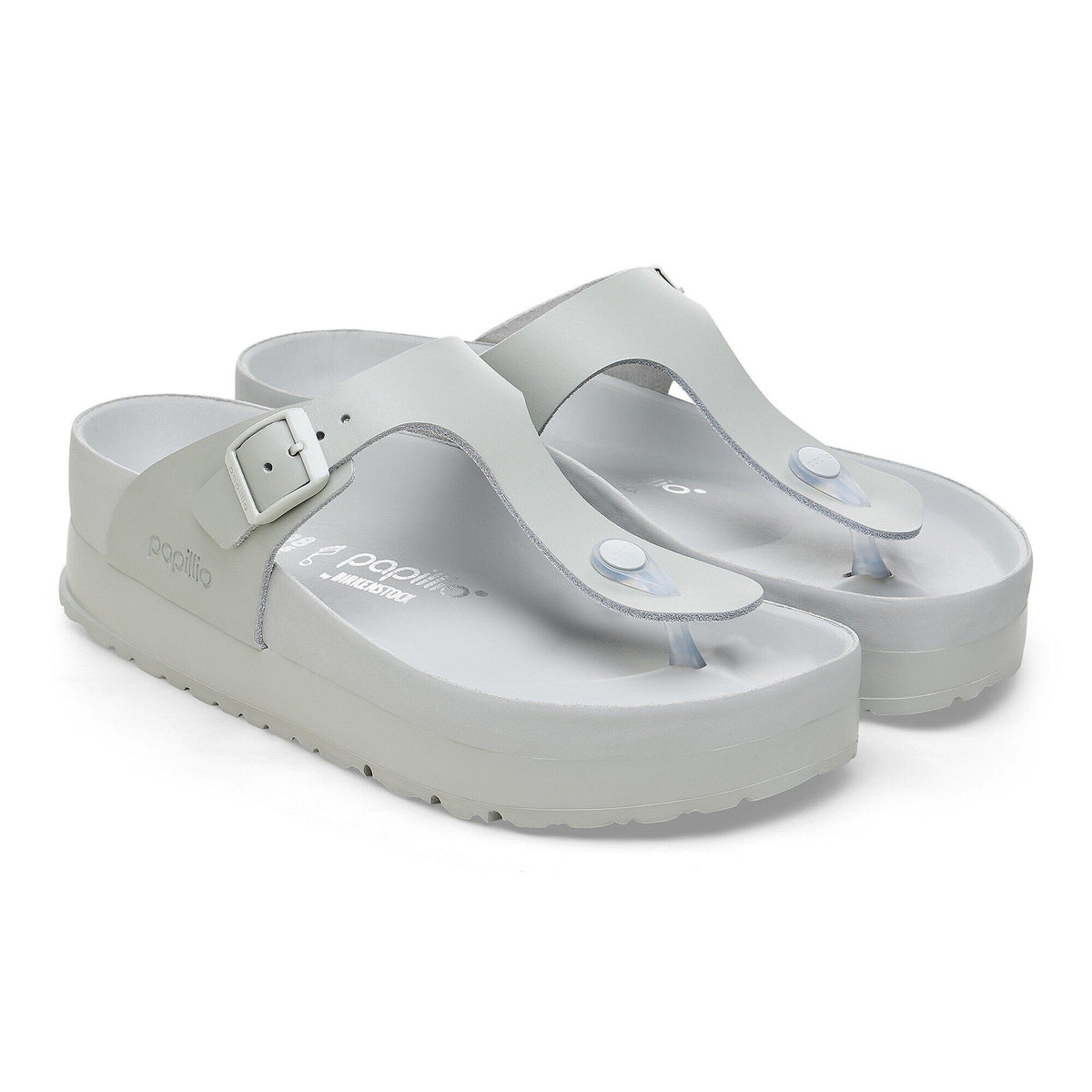 Gizeh Flex Platform Leather in Color Mineral Gray | Birkenstock