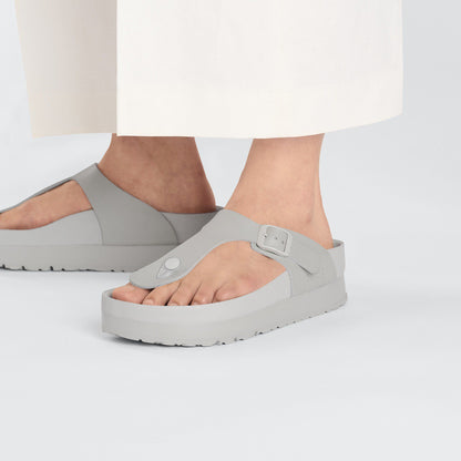 Gizeh Flex Platform Leather in Color Mineral Gray | Birkenstock