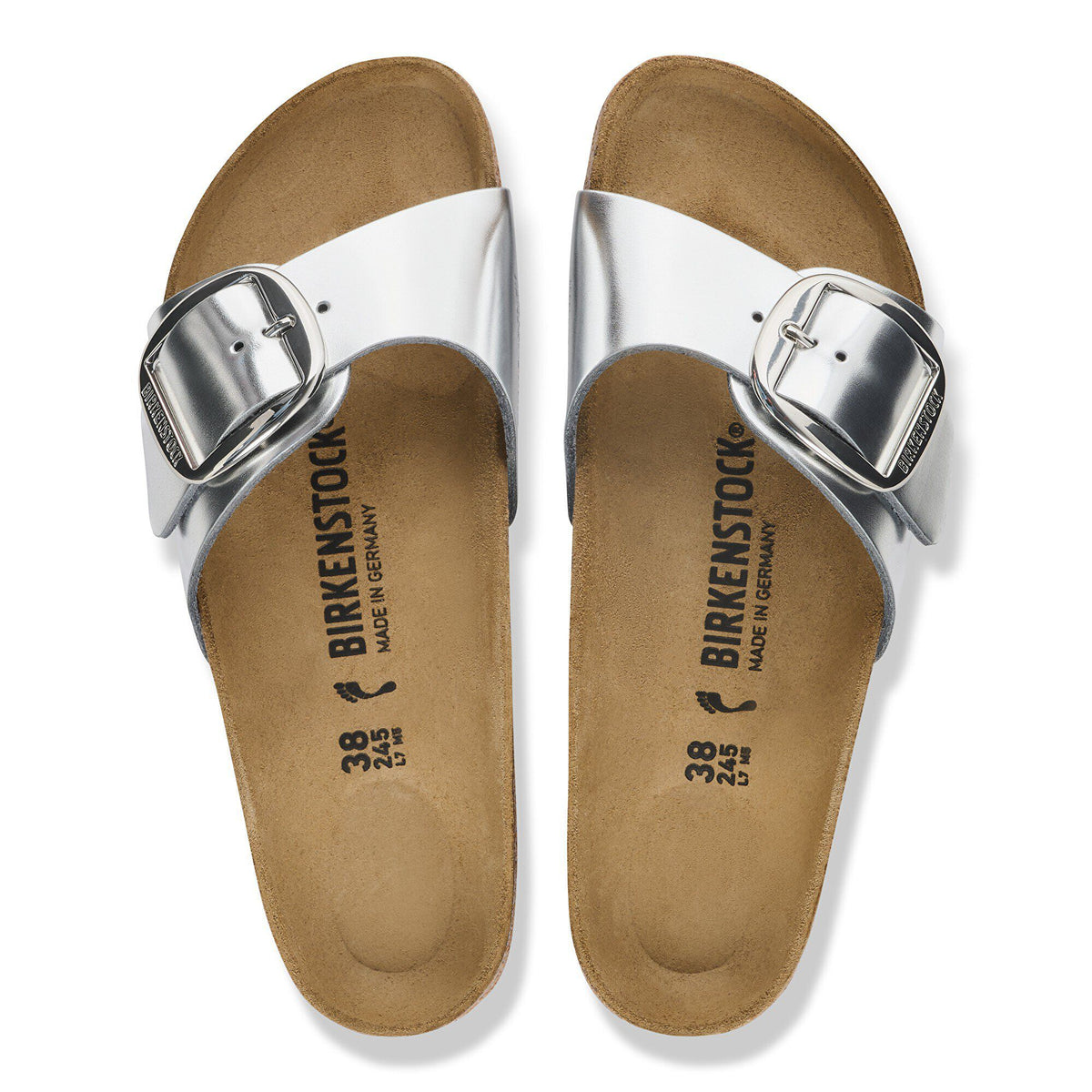 Madrid Big Buckle Leather in Color Metallic Silver | Birkenstock