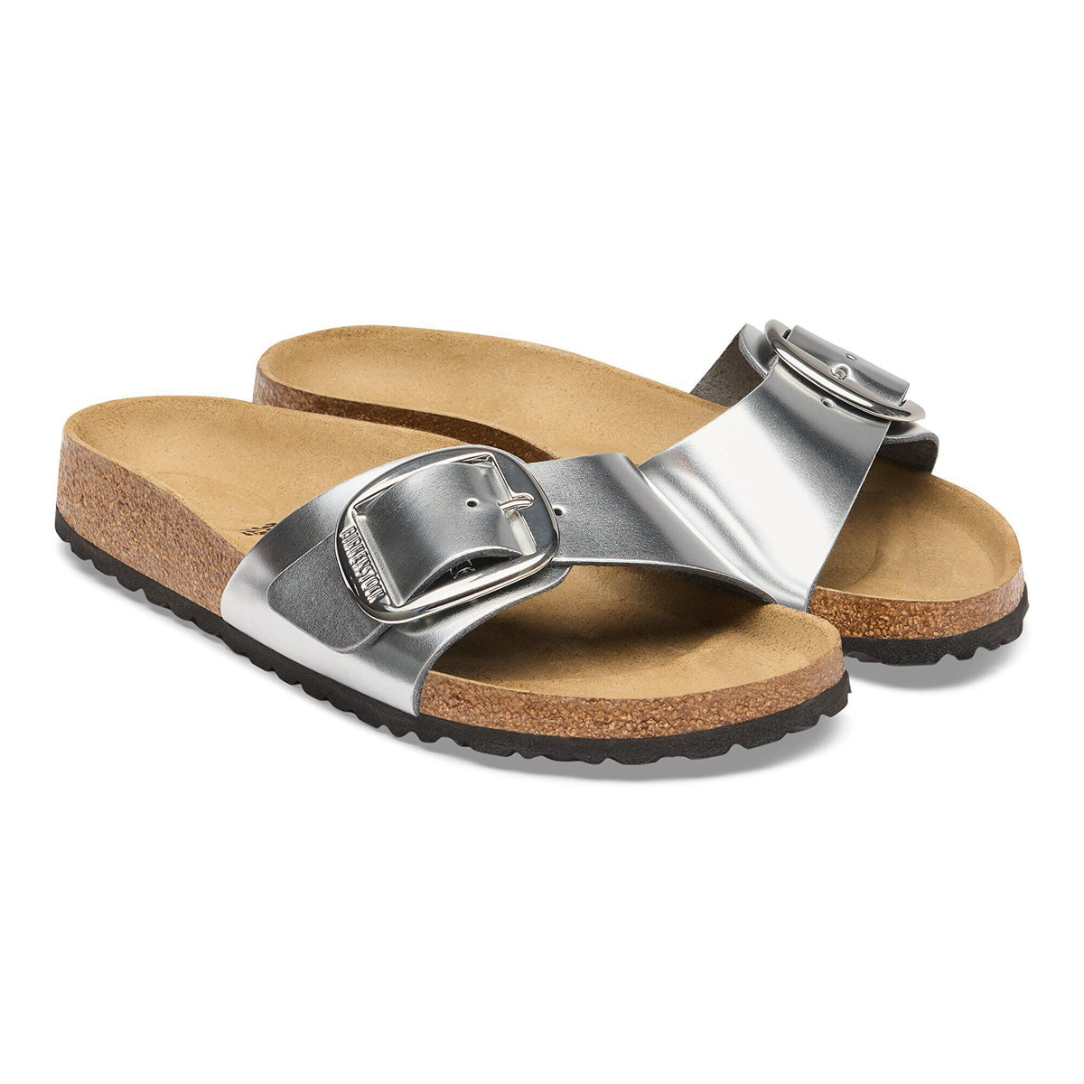 Madrid Big Buckle Leather in Color Metallic Silver | Birkenstock