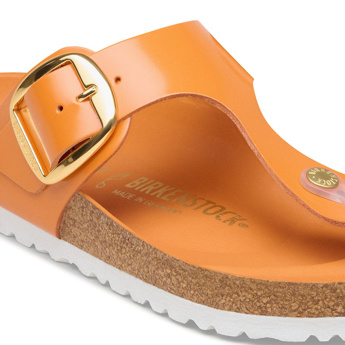 Gizeh Big Buckle Natural Leather Patent in Color High-Shine Kurkuma | Birkenstock