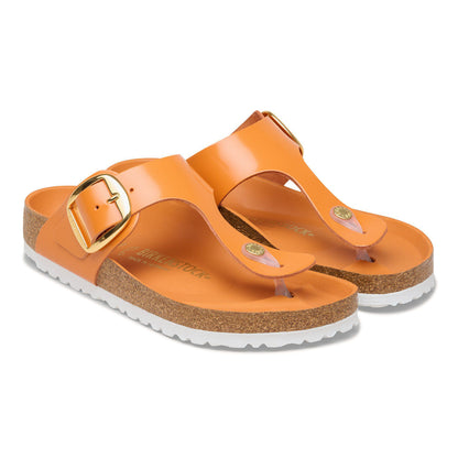 Gizeh Big Buckle Natural Leather Patent in Color High-Shine Kurkuma | Birkenstock
