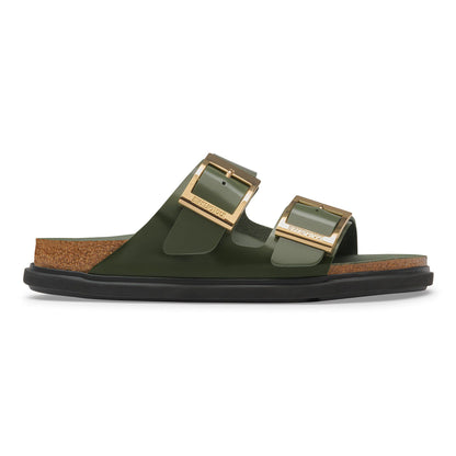 Arizona Droplet Buckle Natural Leather Patent in Color High-Shine Thyme | Birkenstock