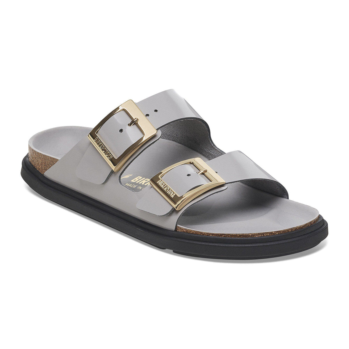 Arizona Droplet Buckle Natural Leather Patent in Color High Shine Stone Coin | Birkenstock