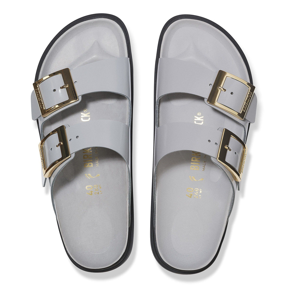 Arizona Droplet Buckle Natural Leather Patent in Color High Shine Stone Coin | Birkenstock