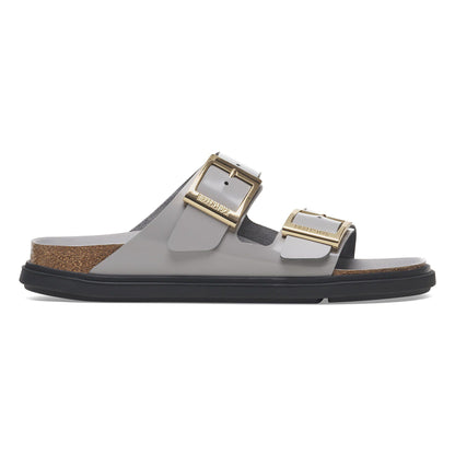 Arizona Droplet Buckle Natural Leather Patent in Color High Shine Stone Coin | Birkenstock