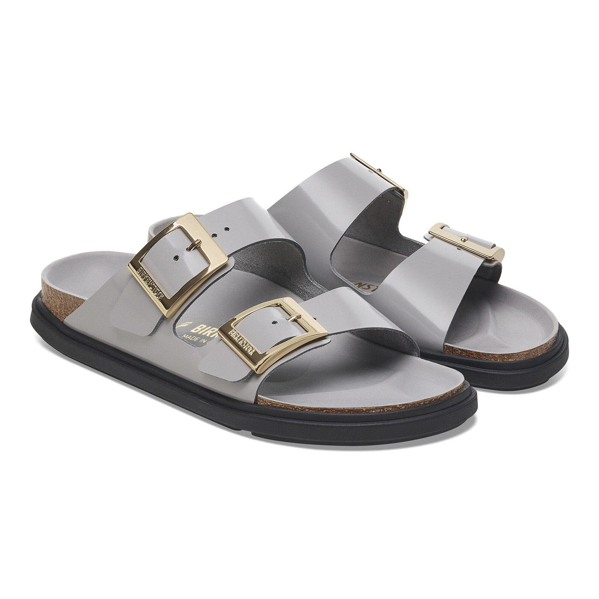 Arizona Droplet Buckle Natural Leather Patent in Color High Shine Stone Coin | Birkenstock