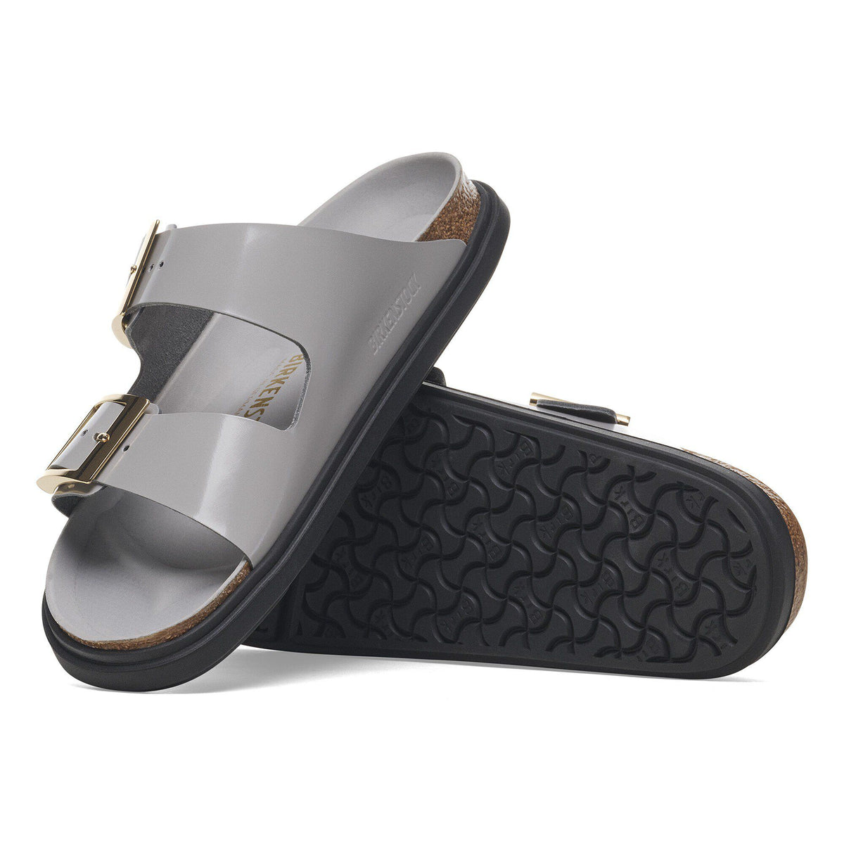 Arizona Droplet Buckle Natural Leather Patent in Color High Shine Stone Coin | Birkenstock