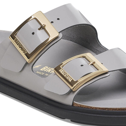 Arizona Droplet Buckle Natural Leather Patent in Color High Shine Stone Coin | Birkenstock