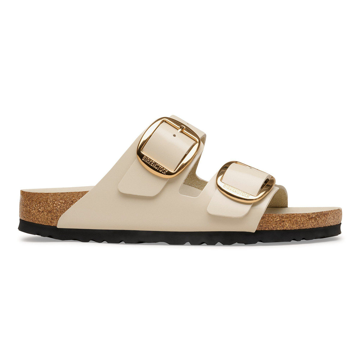 Arizona Big Buckle Natural Leather Patent in Color High-Shine Oyster | Birkenstock