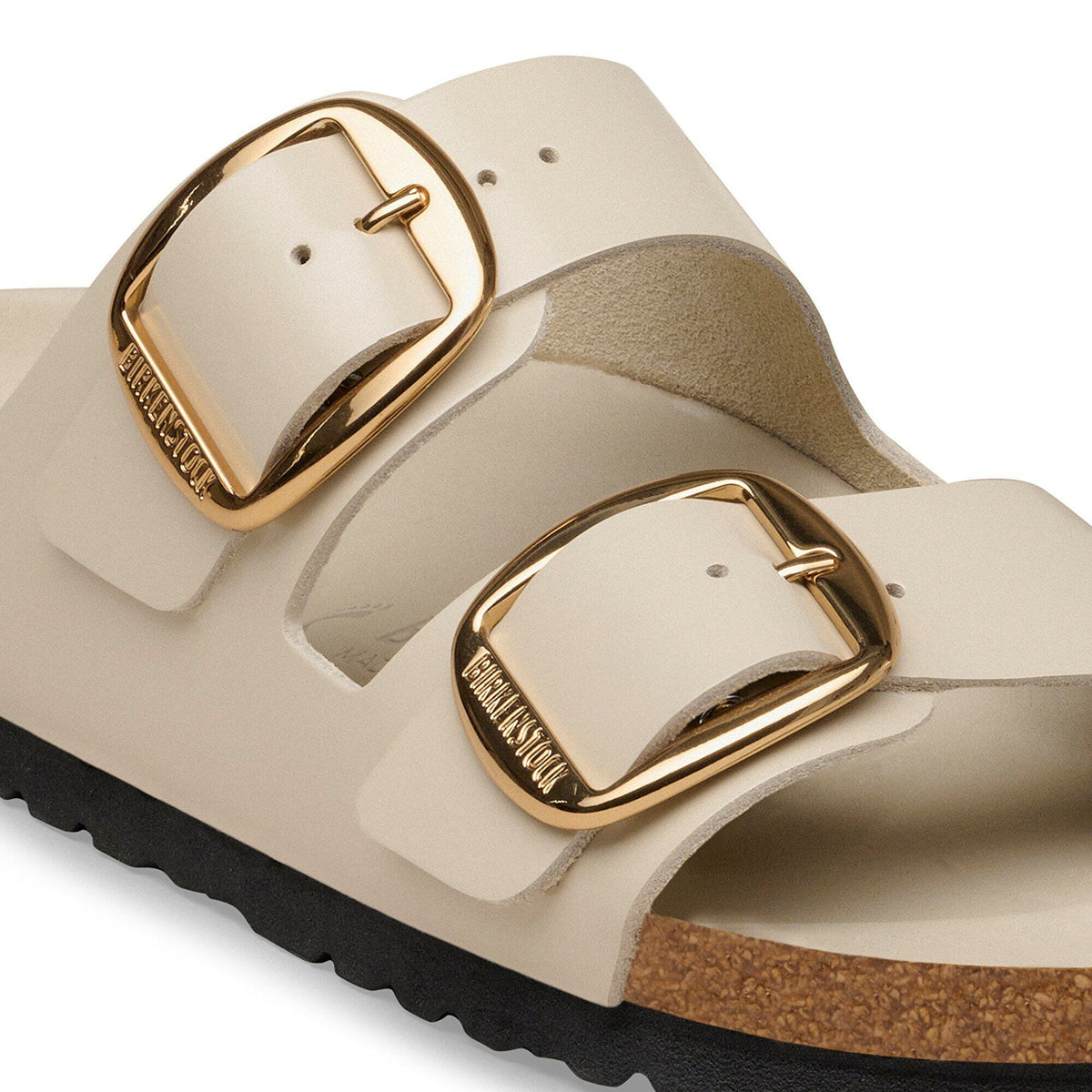 Arizona Big Buckle Natural Leather Patent in Color High-Shine Oyster | Birkenstock