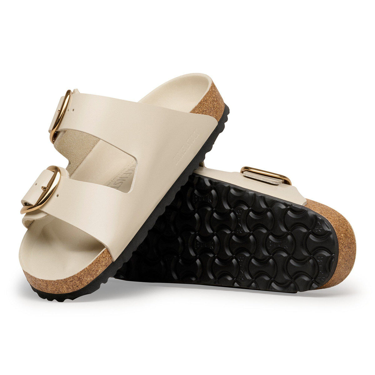 Arizona Big Buckle Natural Leather Patent in Color High-Shine Oyster | Birkenstock