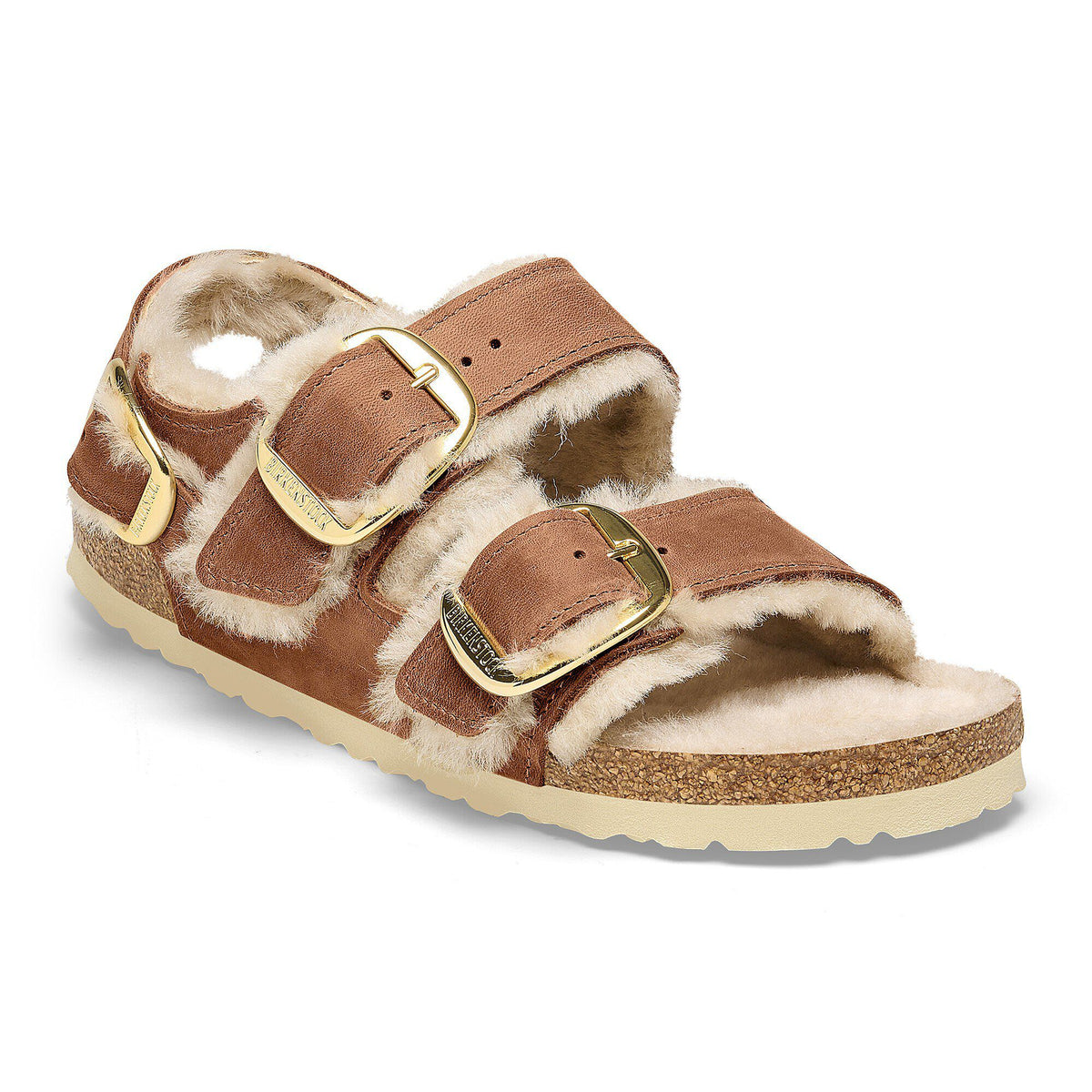 Milano Big Buckle Shearling Oiled Leather in Color Cognac | Birkenstock