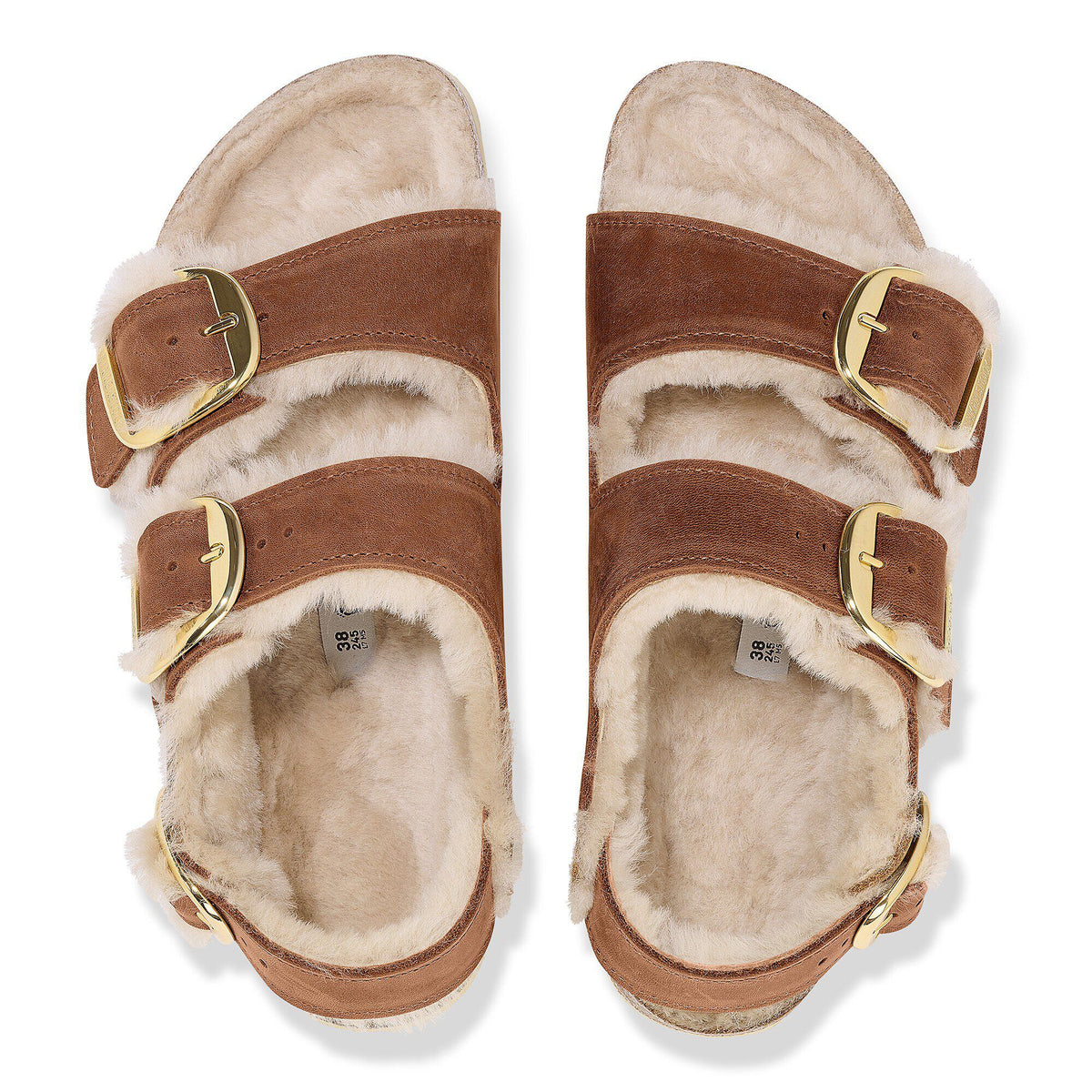 Milano Big Buckle Shearling Oiled Leather in Color Cognac | Birkenstock