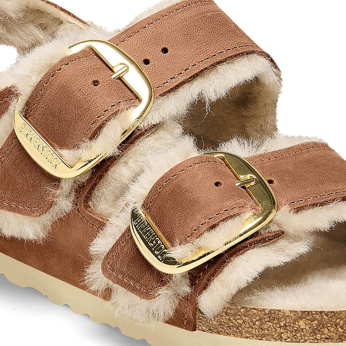 Milano Big Buckle Shearling Oiled Leather in Color Cognac | Birkenstock