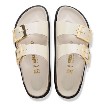 Arizona Droplet Buckle Natural Leather Patent in Color High Shine Ecru | Birkenstock