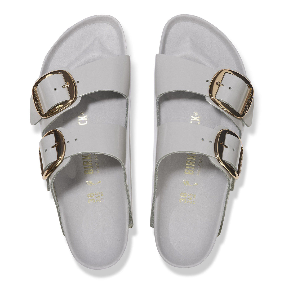 Arizona Big Buckle Natural Leather Patent in Color High-Shine Stone Coin | Birkenstock
