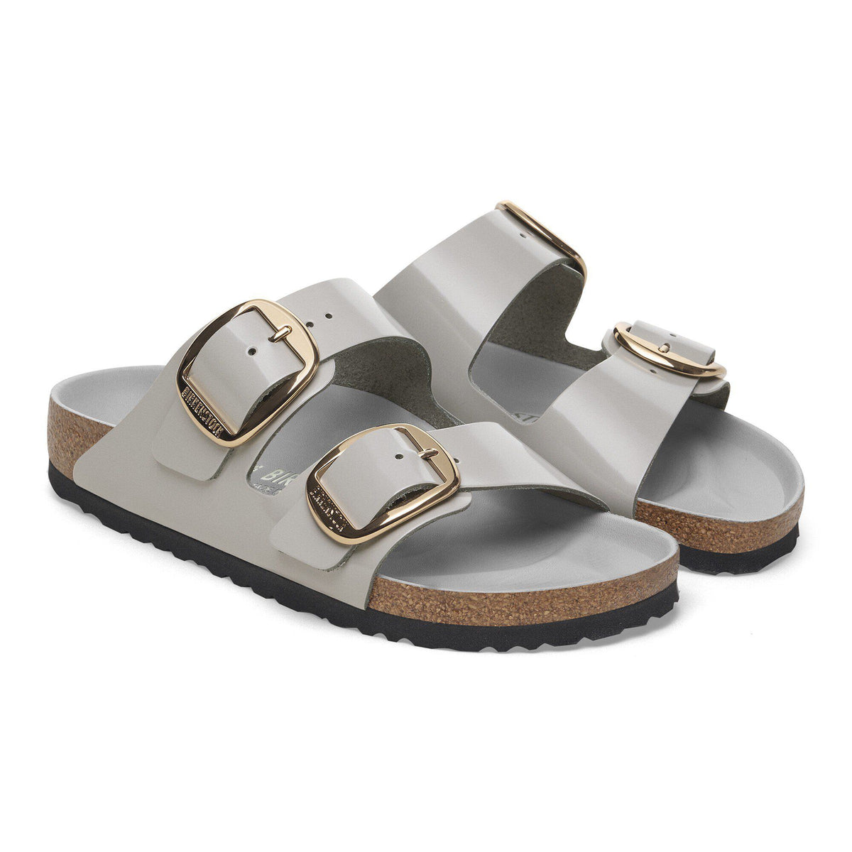 Arizona Big Buckle Natural Leather Patent in Color High-Shine Stone Coin | Birkenstock