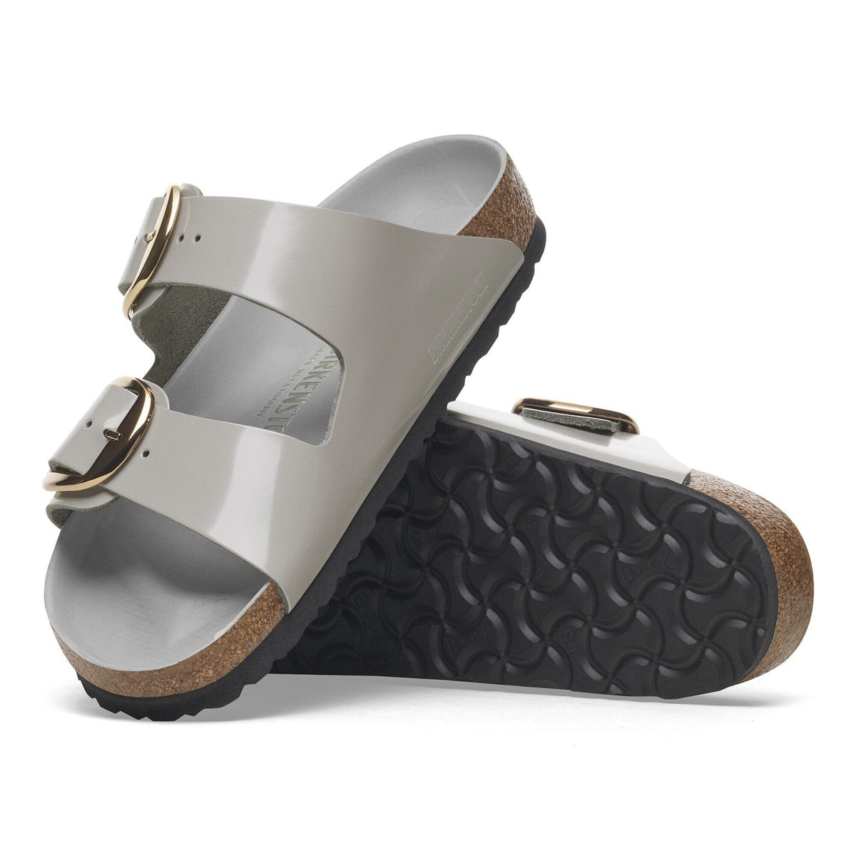 Arizona Big Buckle Natural Leather Patent in Color High-Shine Stone Coin | Birkenstock