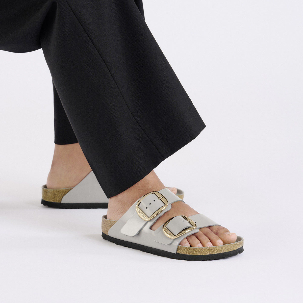 Arizona Big Buckle Natural Leather Patent in Color High-Shine Stone Coin | Birkenstock