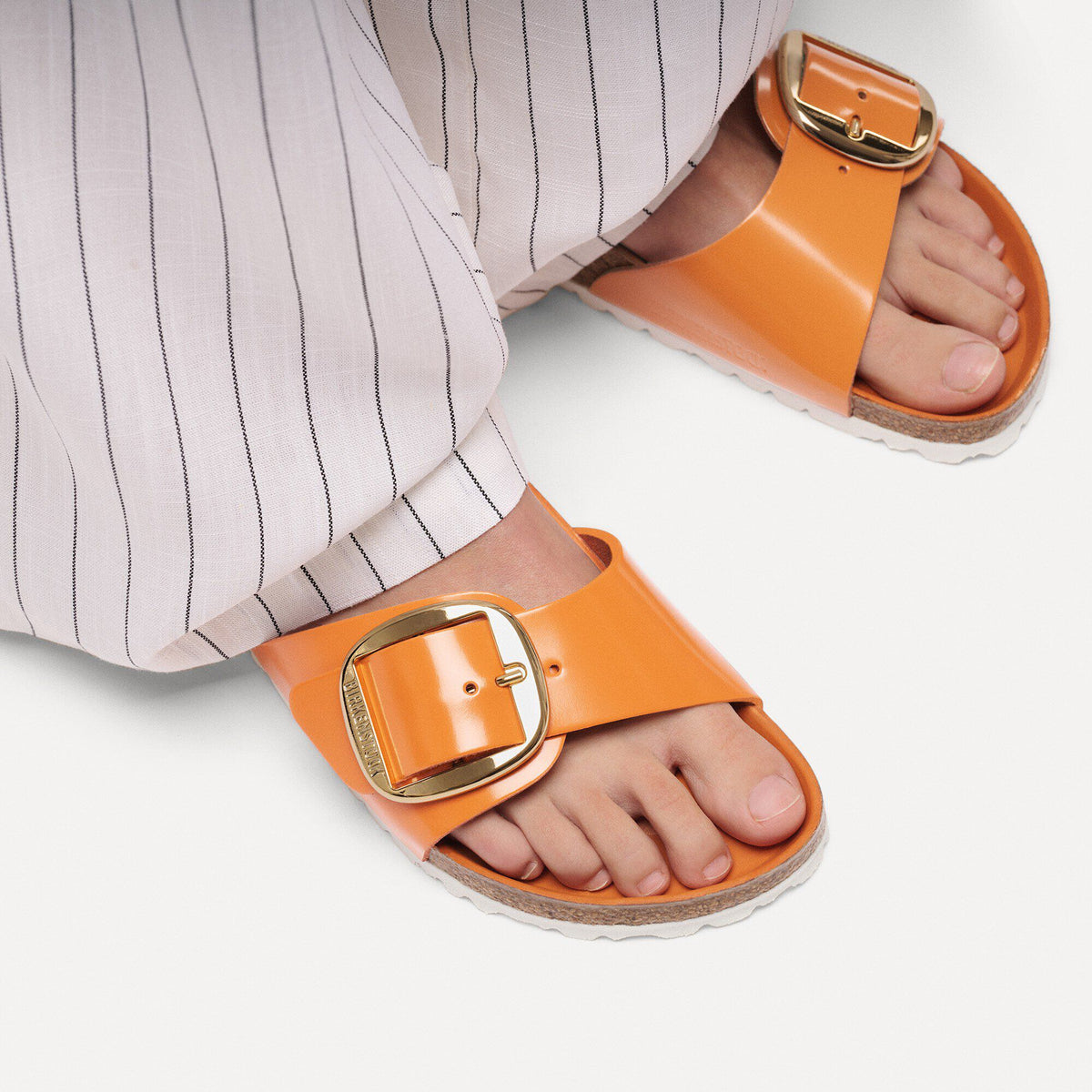 Madrid Big Buckle Natural Leather Patent in Color High-Shine Kurkuma | Birkenstock
