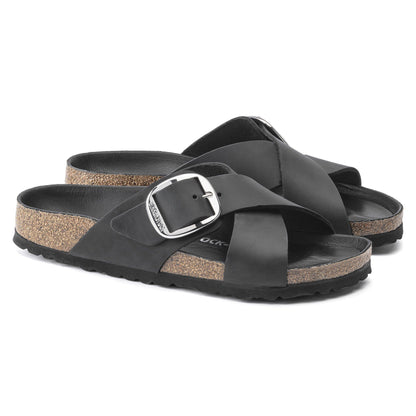 Siena Big Buckle Oiled Leather in Color Black | Birkenstock