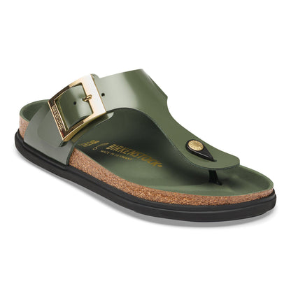 Gizeh Droplet Buckle Natural Leather Patent in Color High-Shine Thyme | Birkenstock