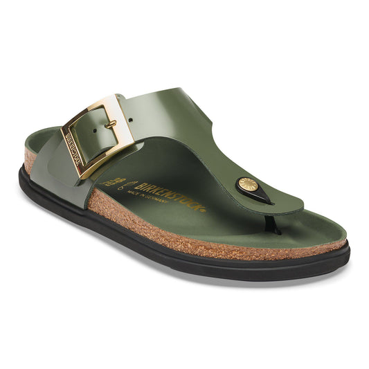 Gizeh Droplet Buckle Natural Leather Patent in Color High-Shine Thyme | Birkenstock